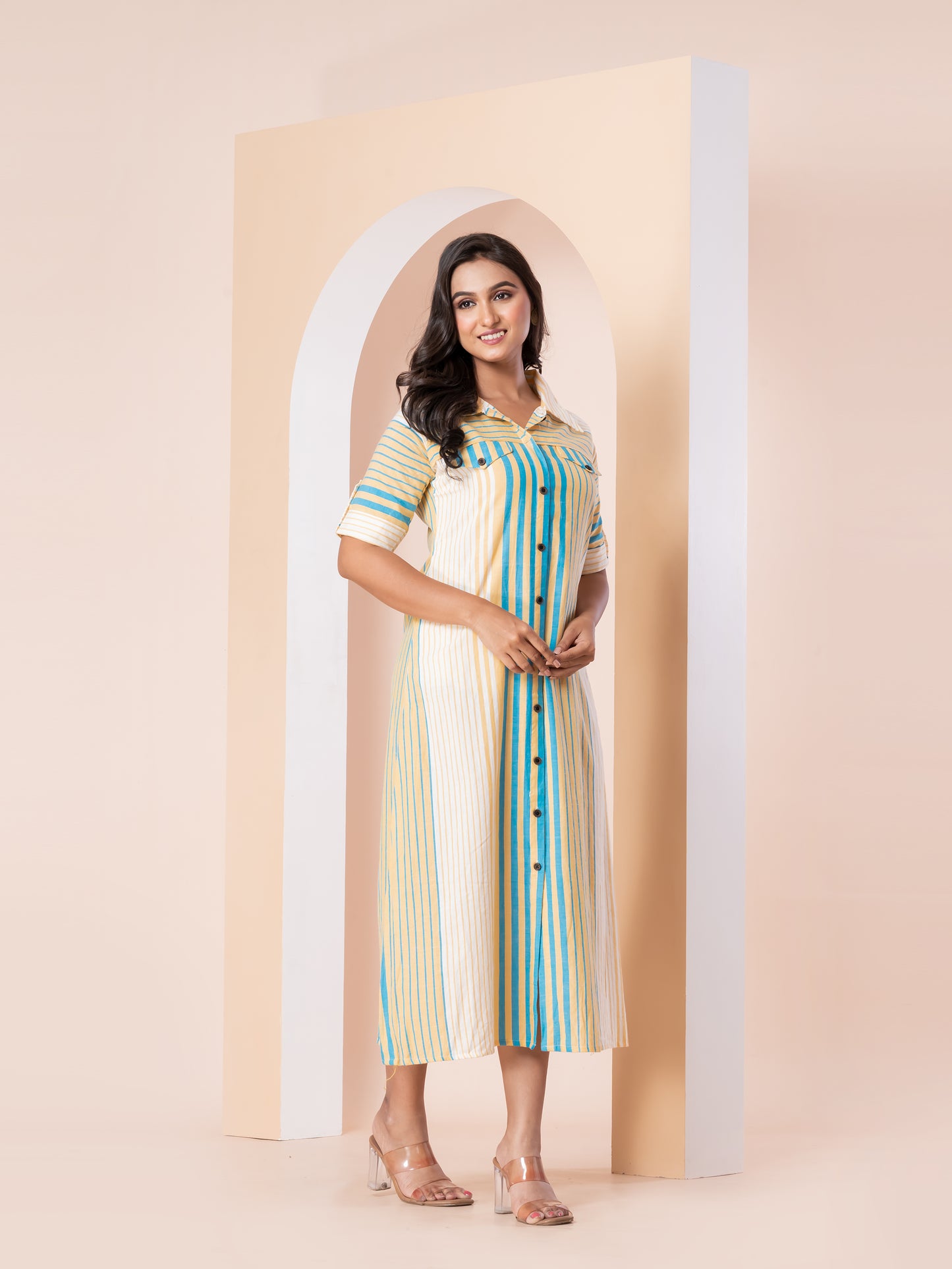 Kite Styles Striped Button-Down Cotton Dress