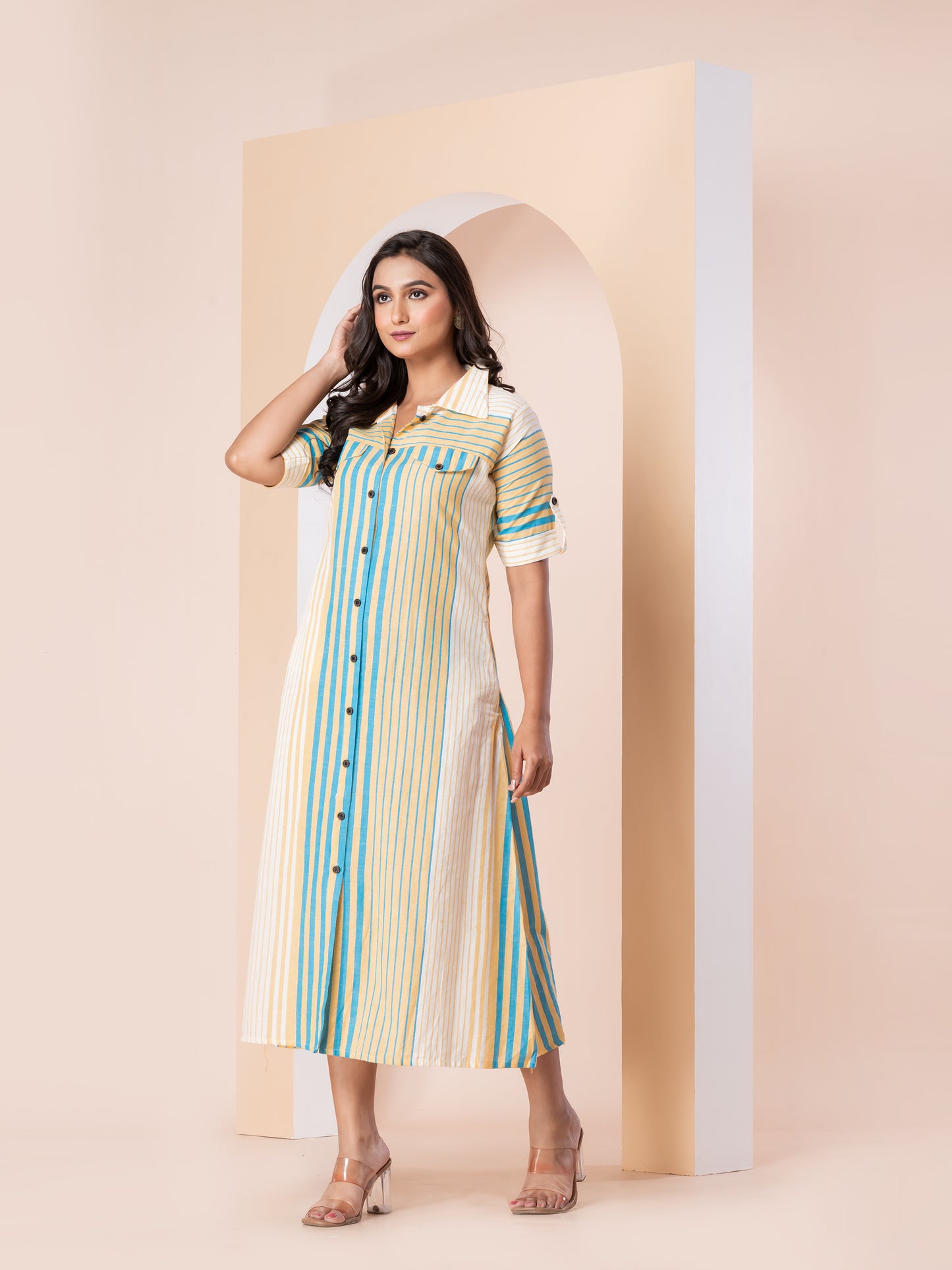 Kite Styles Striped Button-Down Cotton Dress