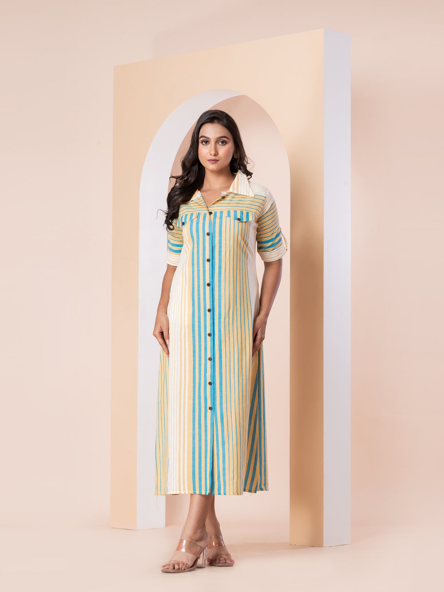 Kite Styles Striped Button-Down Cotton Dress