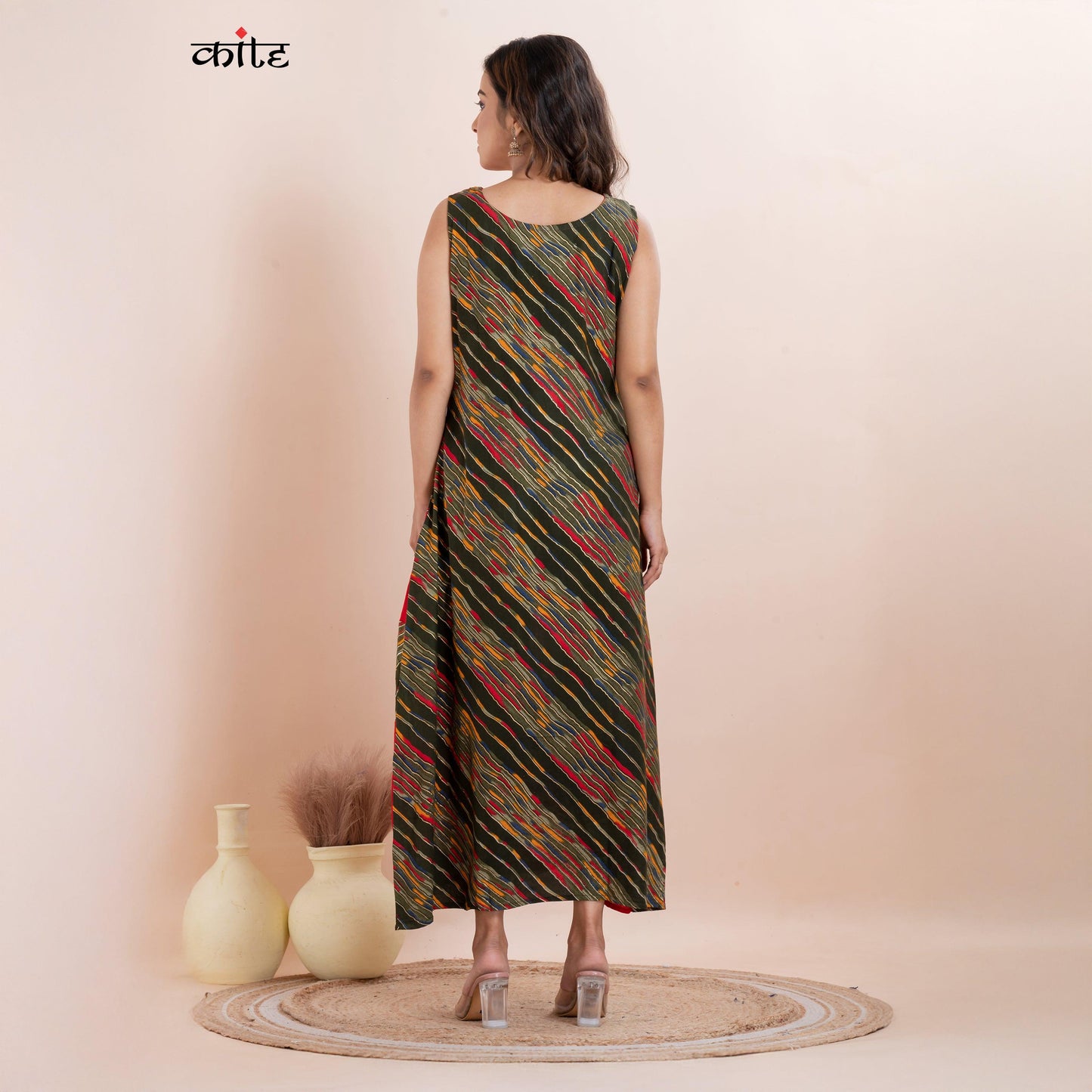 Rayon Sleeveless Ankle-Length Dress