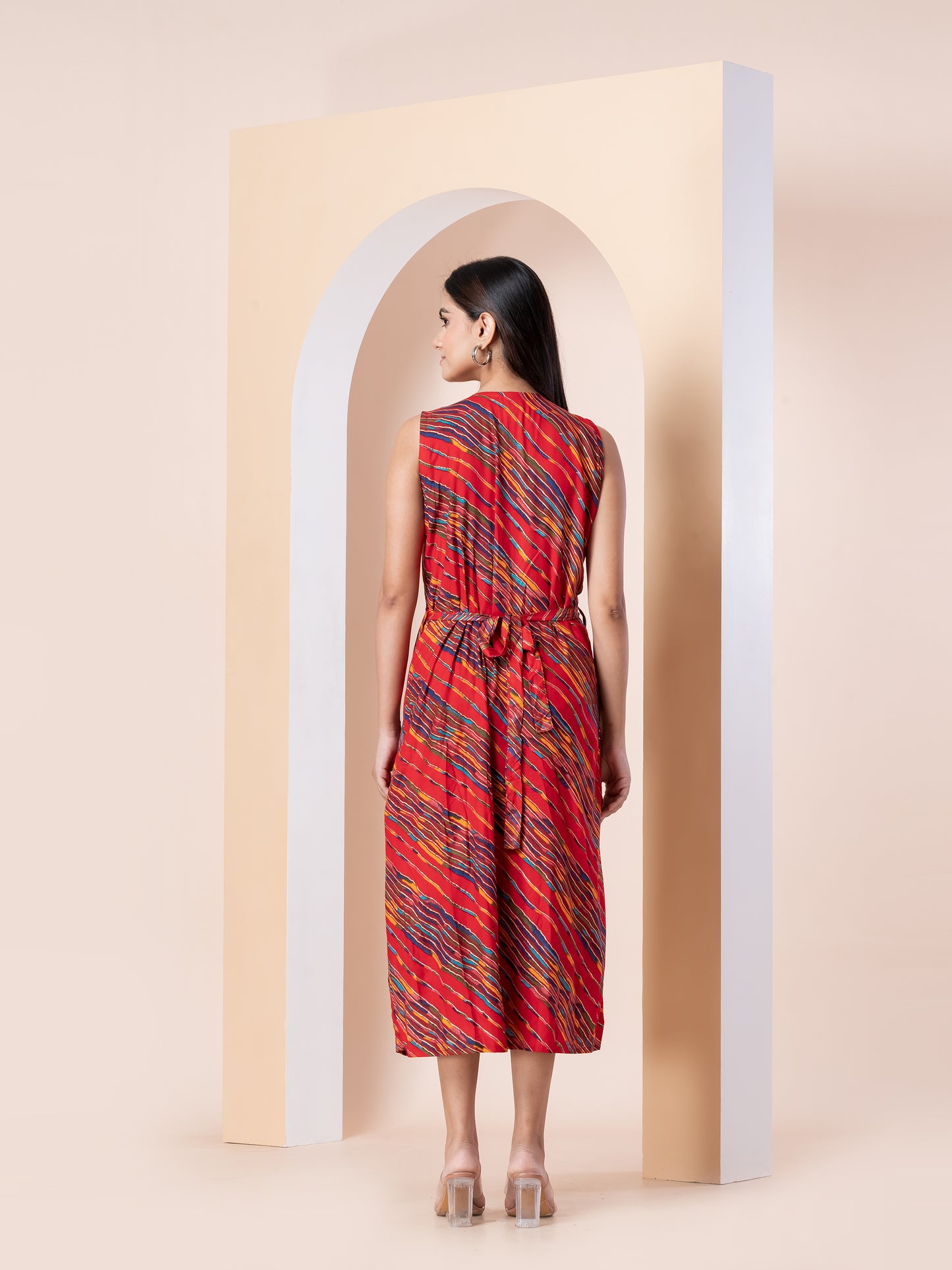Kite Styles Striped Rayon Sleeveless Dress