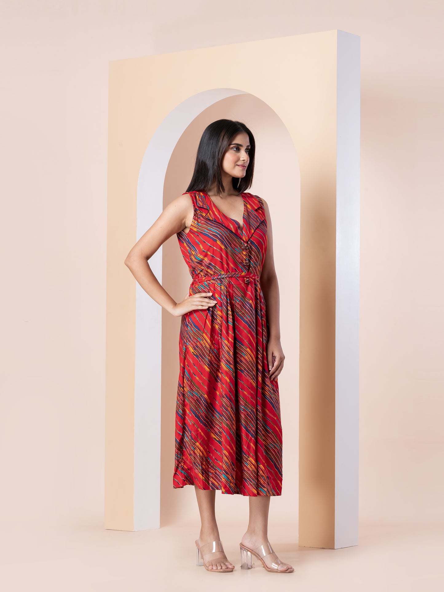 Kite Styles Striped Rayon Sleeveless Dress