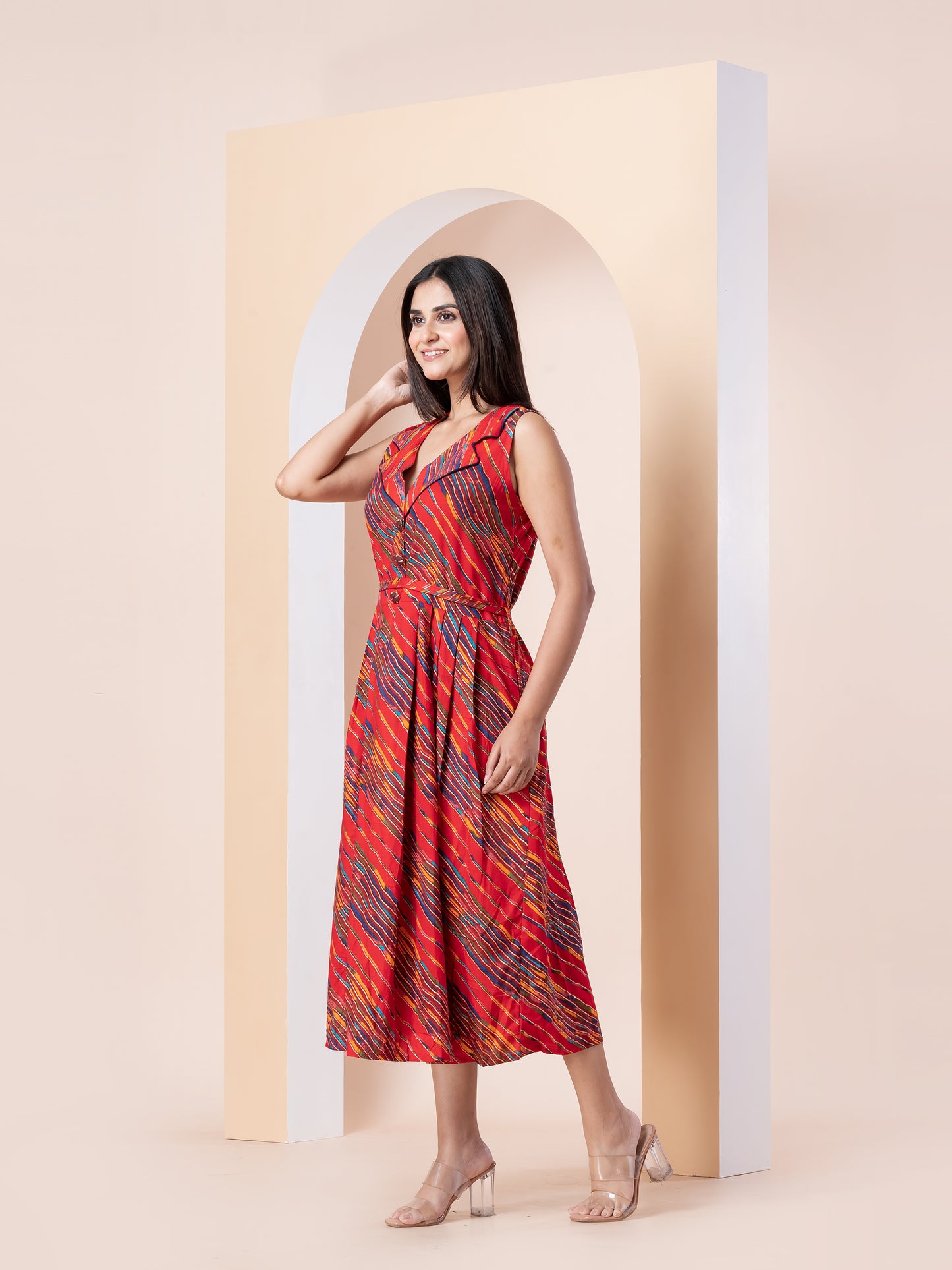 Kite Styles Striped Rayon Sleeveless Dress