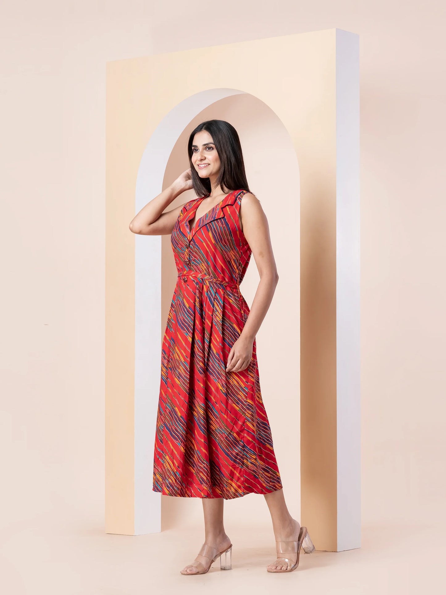 Kite Styles Striped Rayon Sleeveless Dress