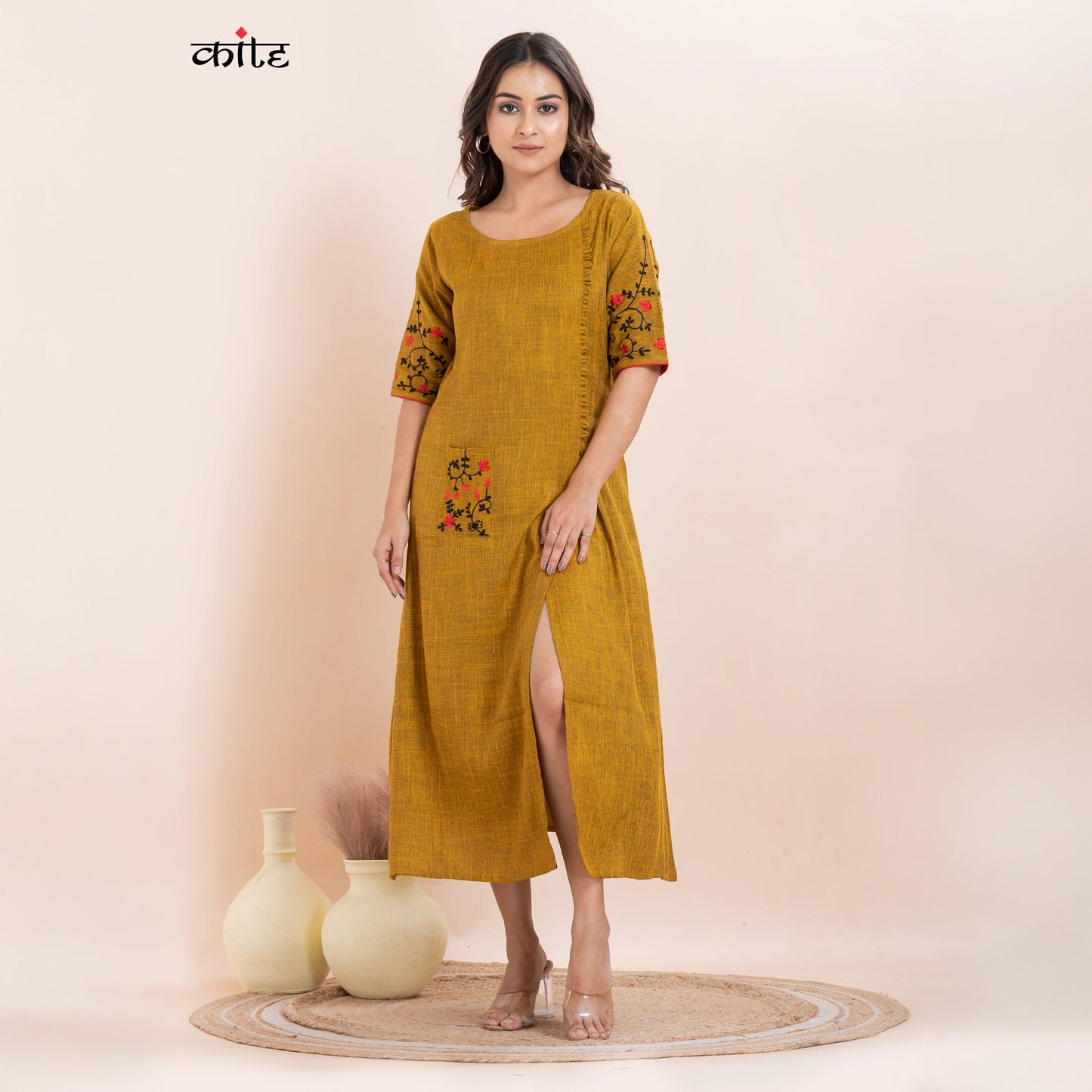 Women's Rayon Two tone Embroidery Kurti