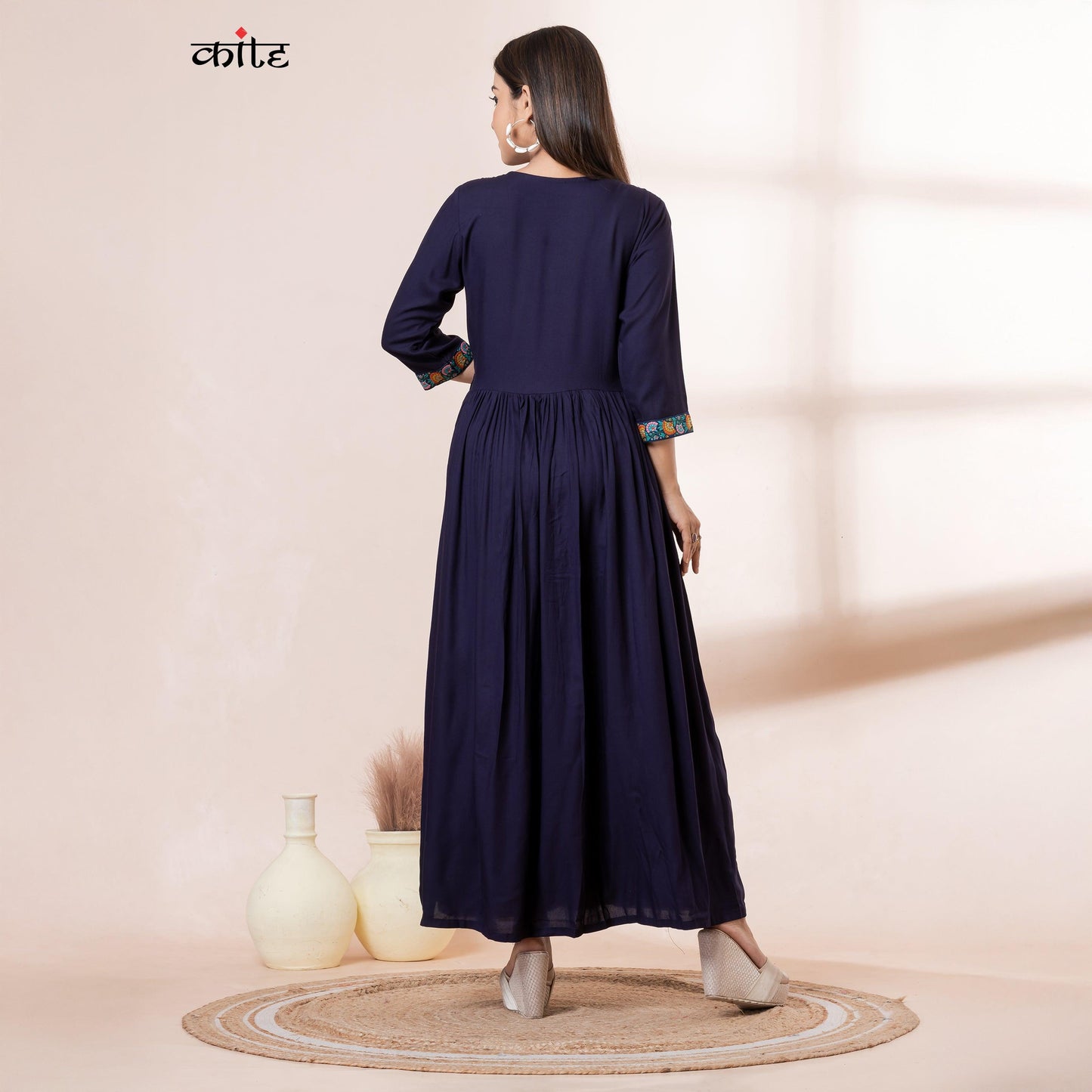 Kite Styles Rayon Navy Blue Dress