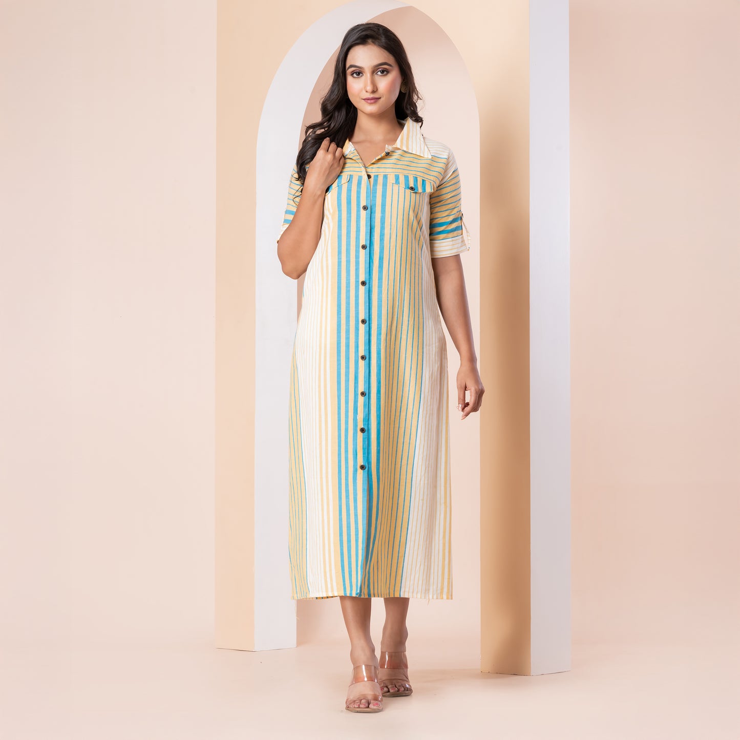 Kite Styles Striped Button-Down Cotton Dress