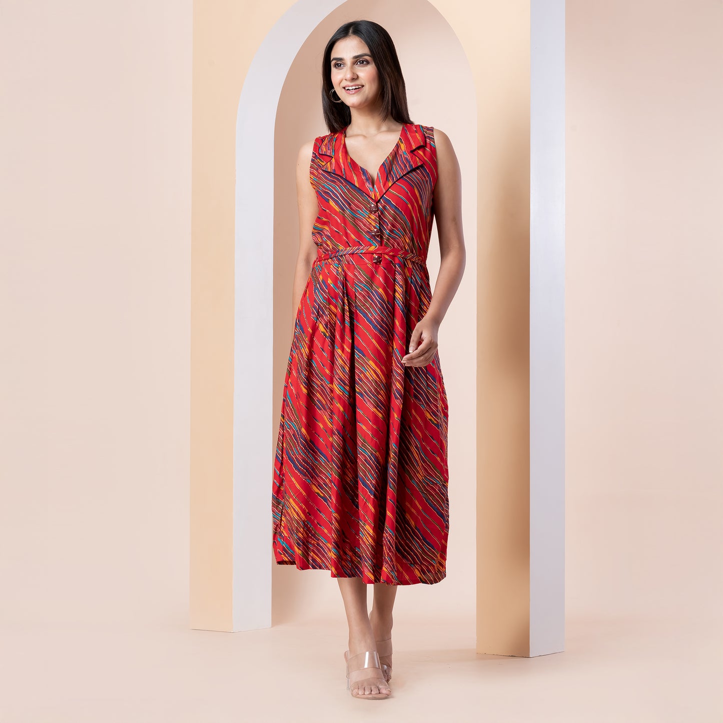 Kite Styles Striped Rayon Sleeveless Dress