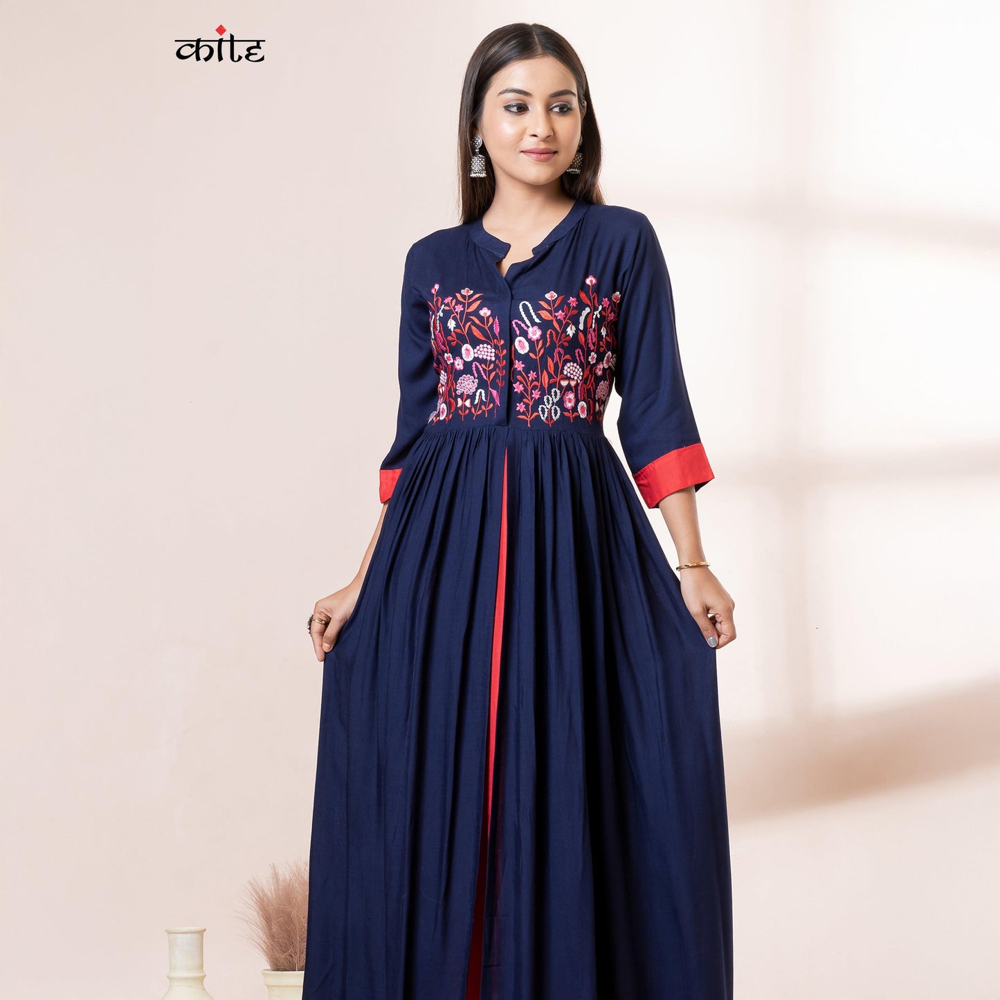 Kite Styles Embroidered Rayon Dress