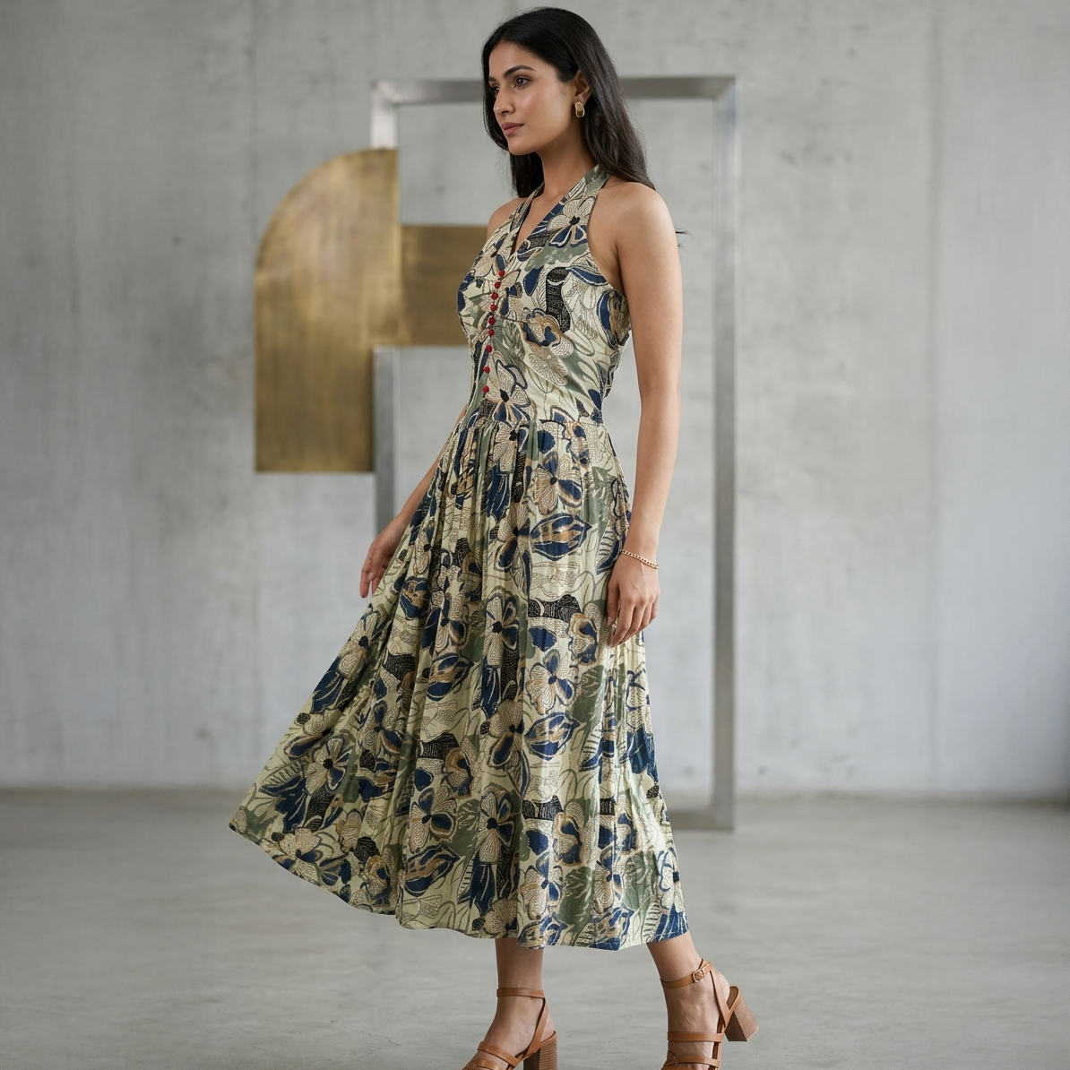 Meadow Bloom Halter Midi Dress
