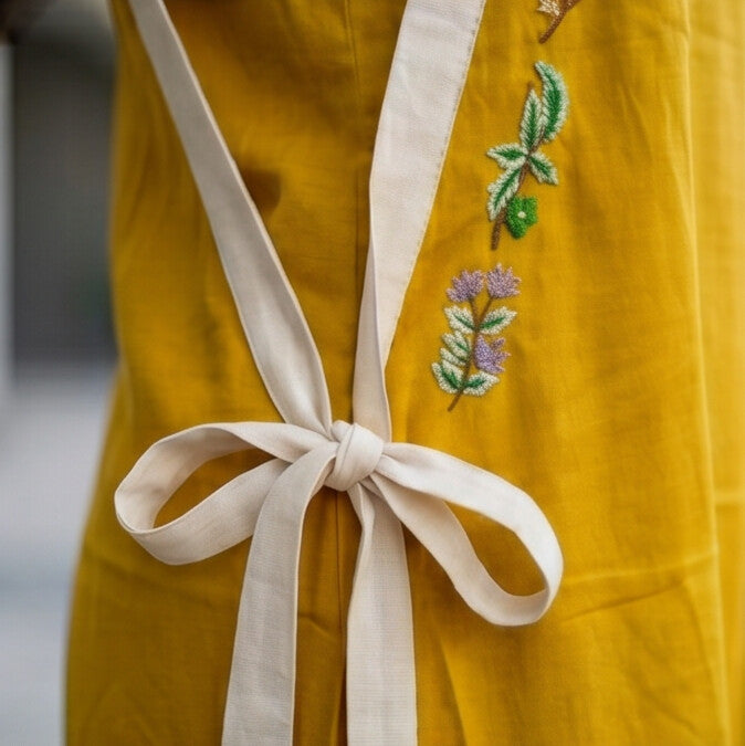 Marigold Bloom Tie-Strap Khadi Dress