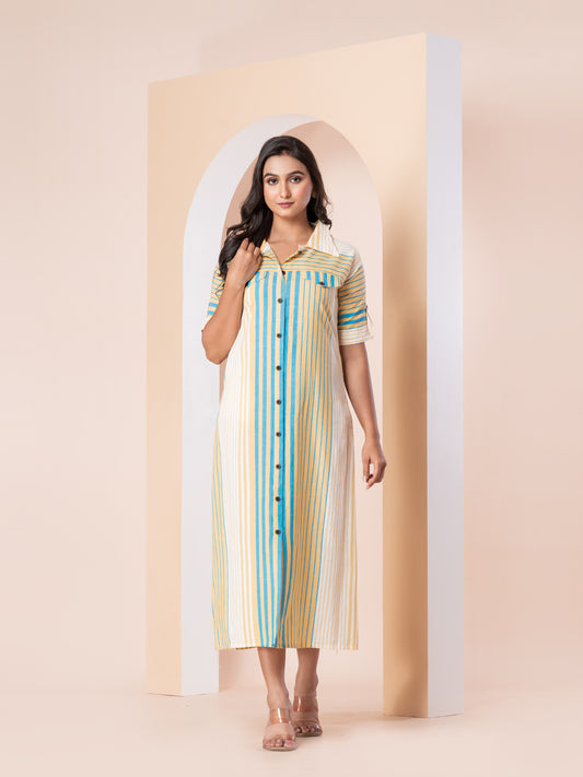 Kite Styles Yellow Stripe Collared Dress