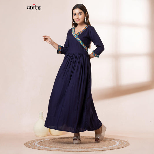 Kite Styles Rayon Navy Blue Dress