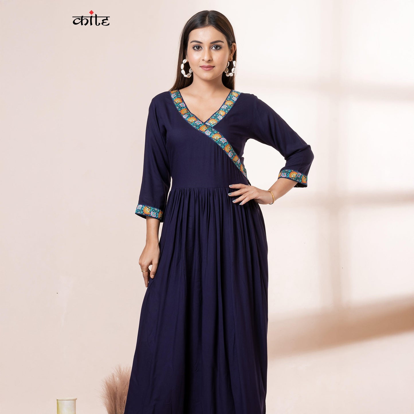 Kite Styles Rayon Navy Blue Dress