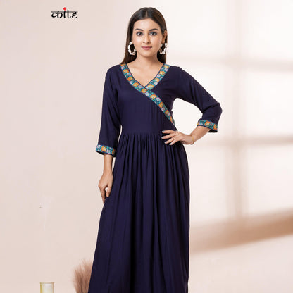 Kite Styles Rayon Navy Blue Dress