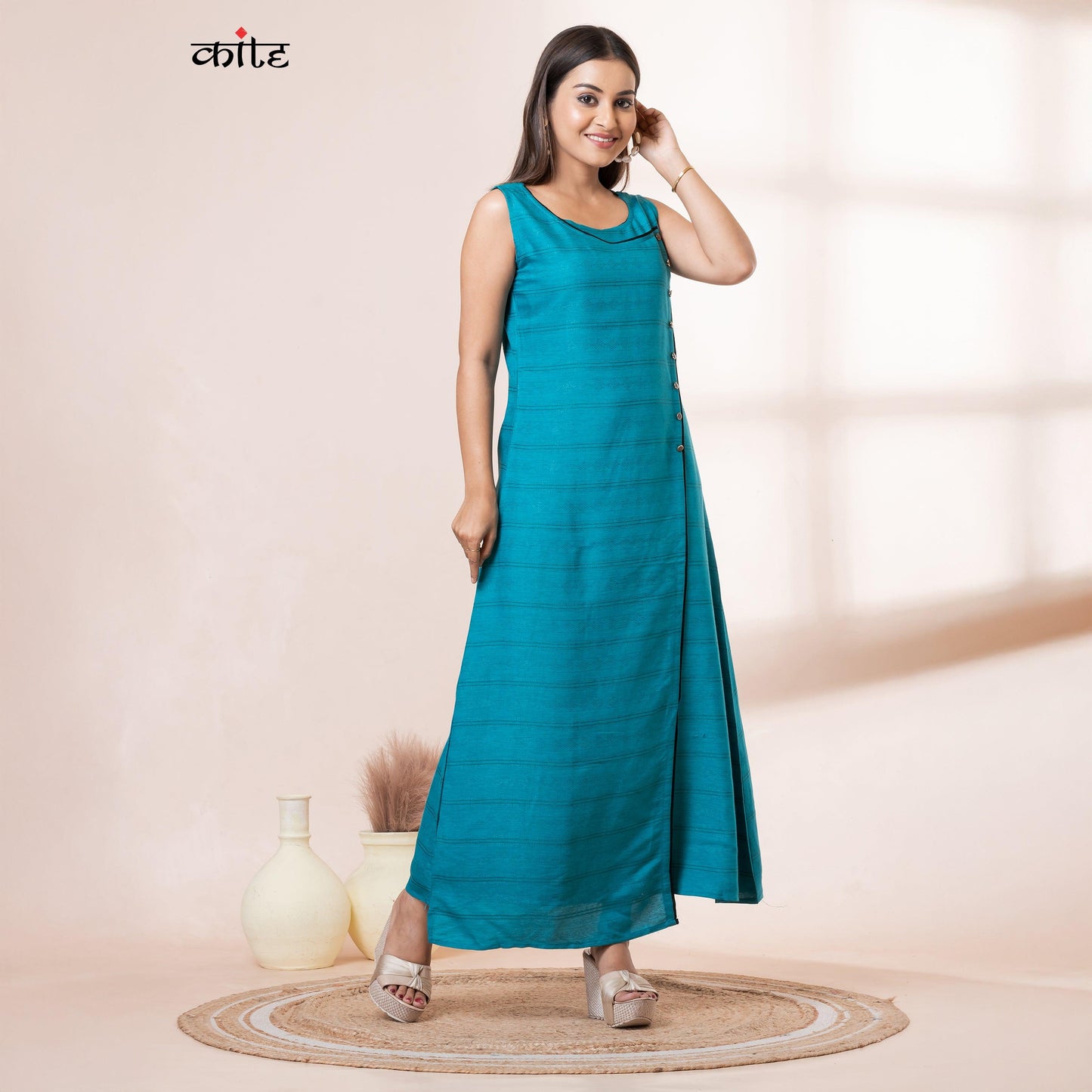 Teal blue Rayon kurti