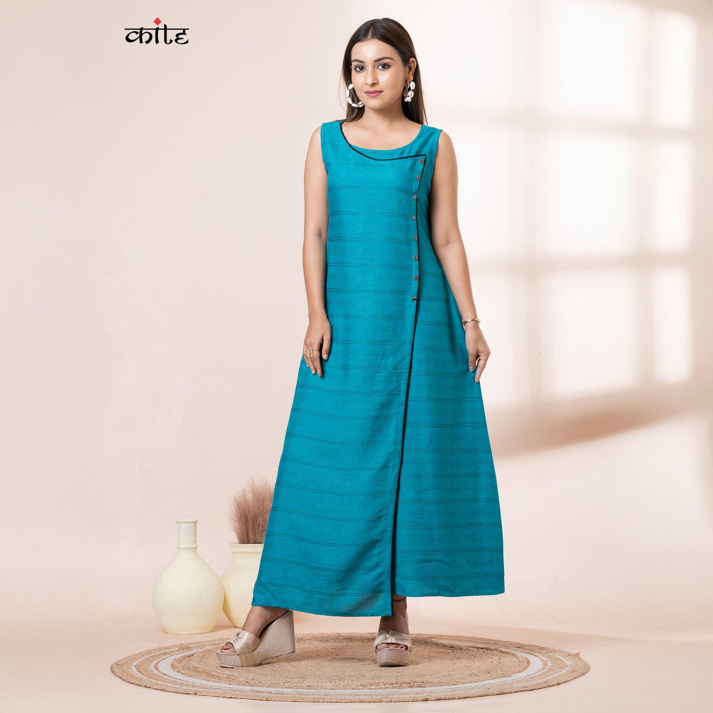 Teal blue Rayon kurti