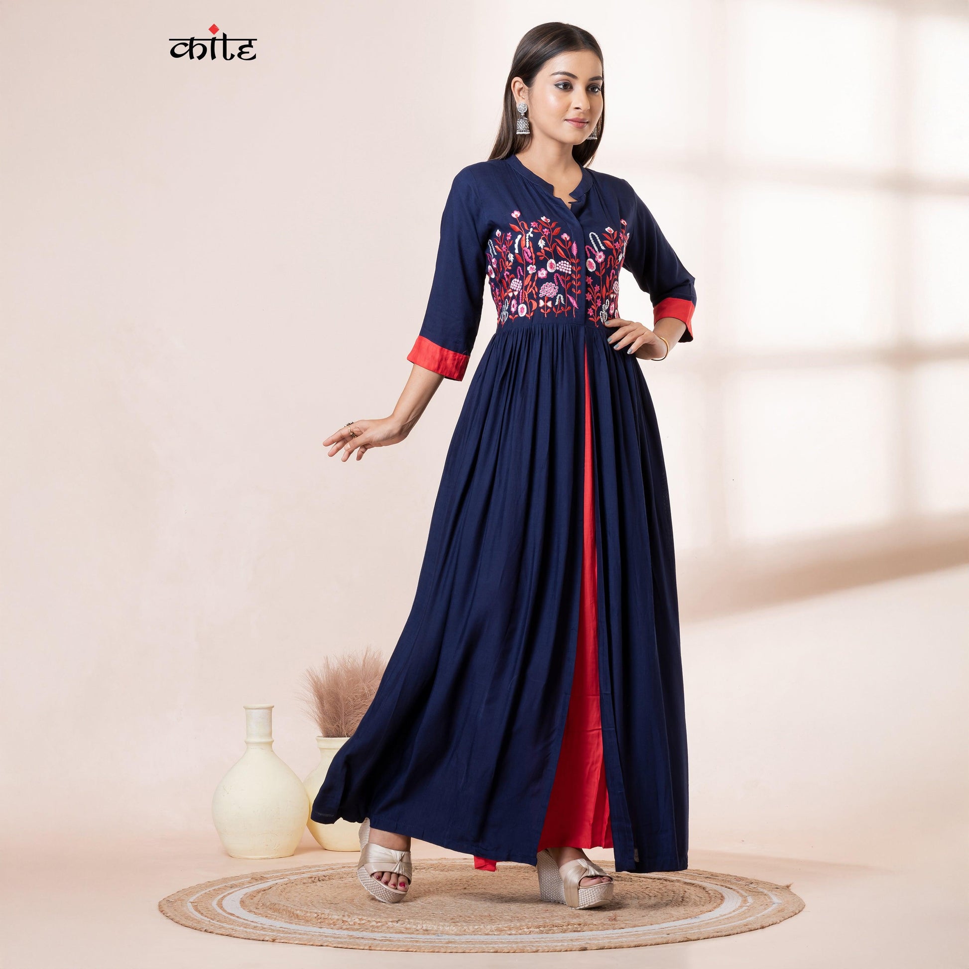 Kite Styles Embroidered Rayon Dress Kite Styles Embroidered Rayon Dress