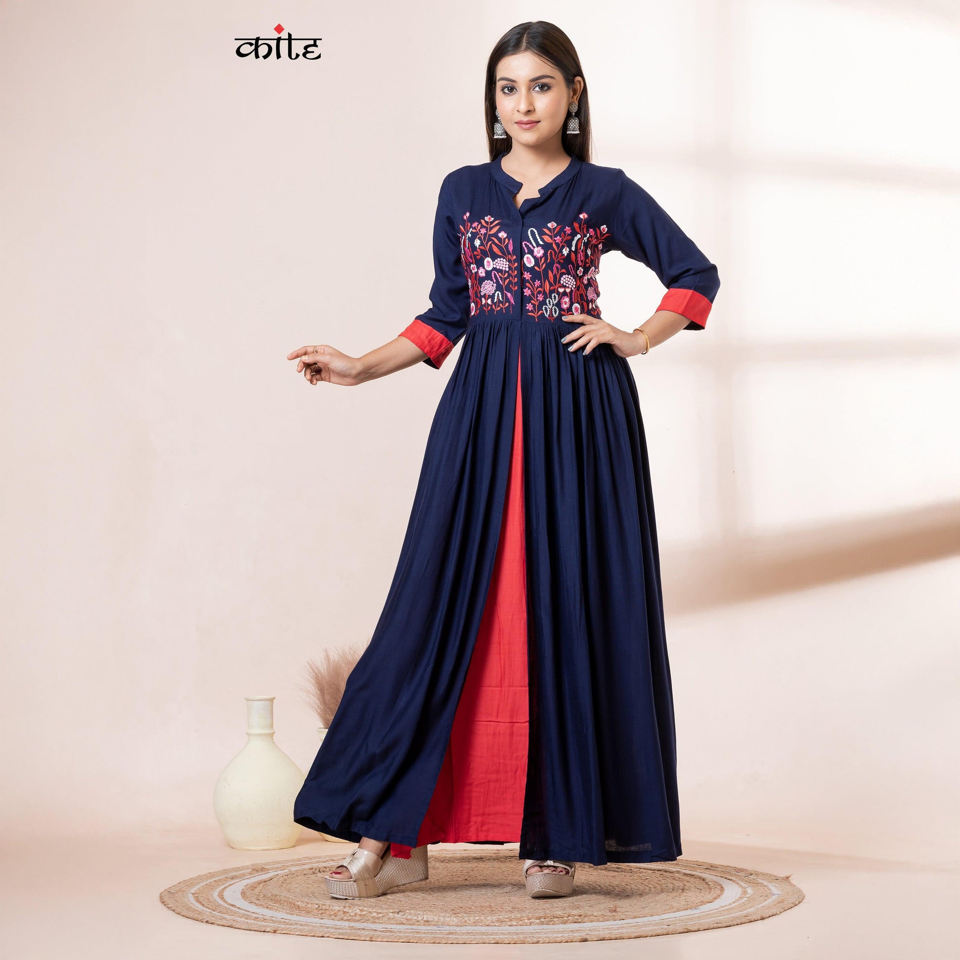 Kite Styles Embroidered Rayon Dress Kite Styles Embroidered Rayon Dress