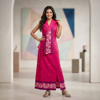 Pink Begumpuri Cotton Co-Ord Set Skirt