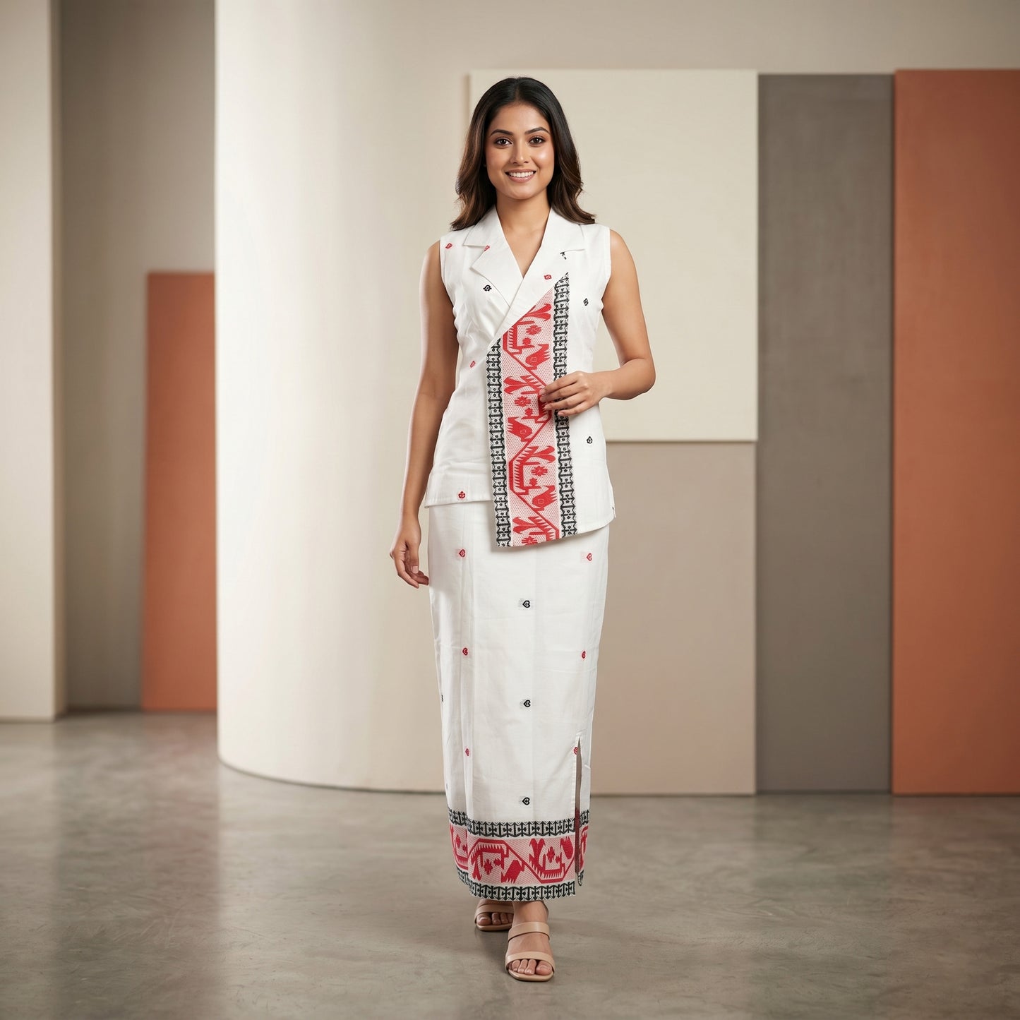 Pink Begumpuri Cotton Co-Ord Set Skirt
