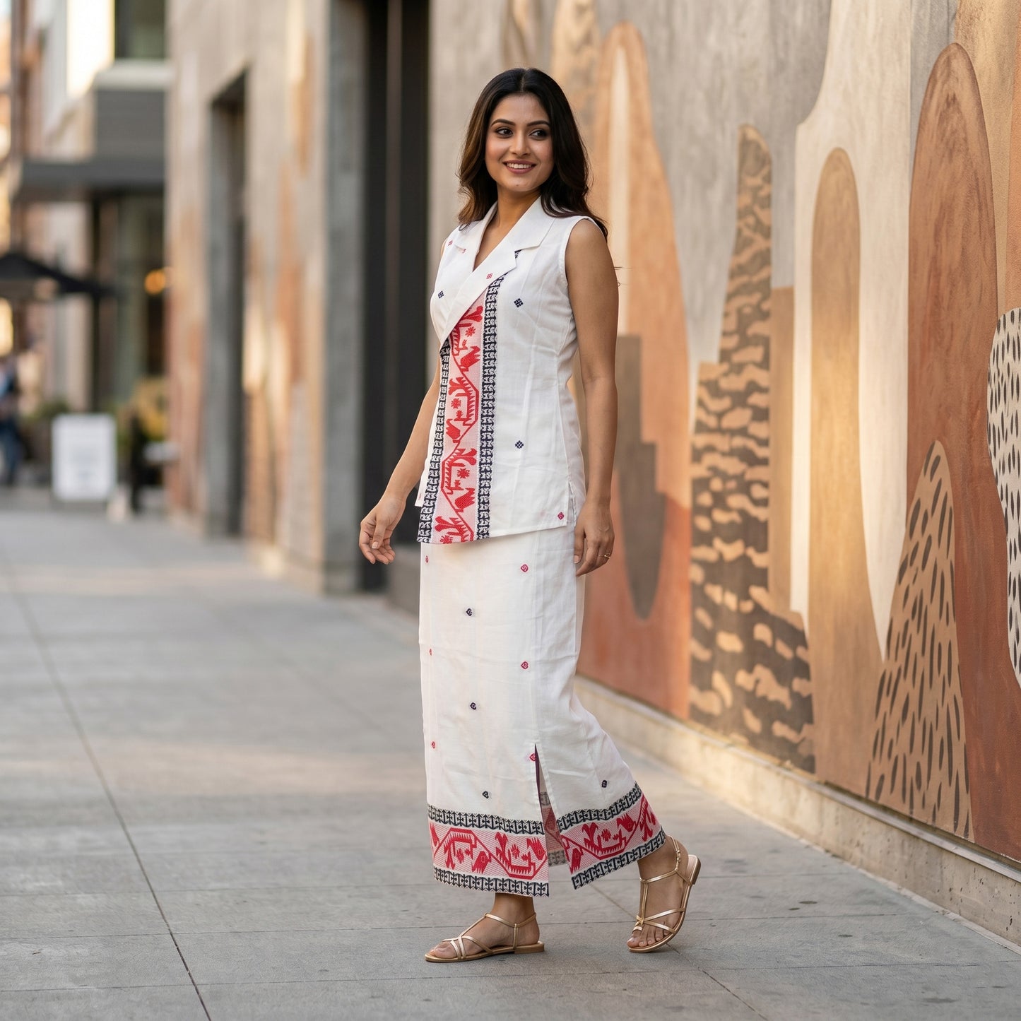 Pink Begumpuri Cotton Co-Ord Set Skirt