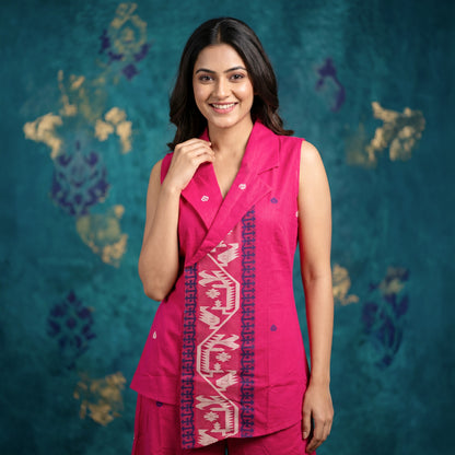Pink Begumpuri Cotton Co-Ord Set Skirt