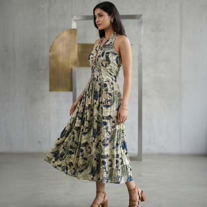 Meadow Bloom Halter Midi Dress