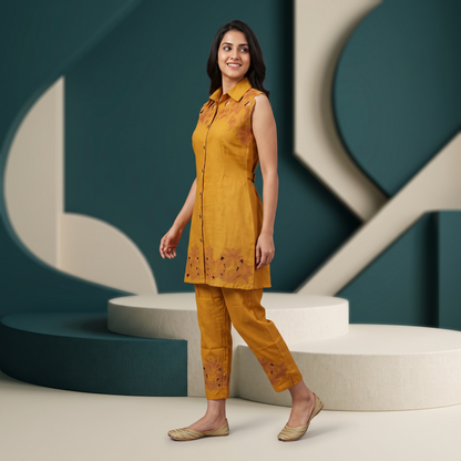 Meher Mustard Cutwork Co-ord Set