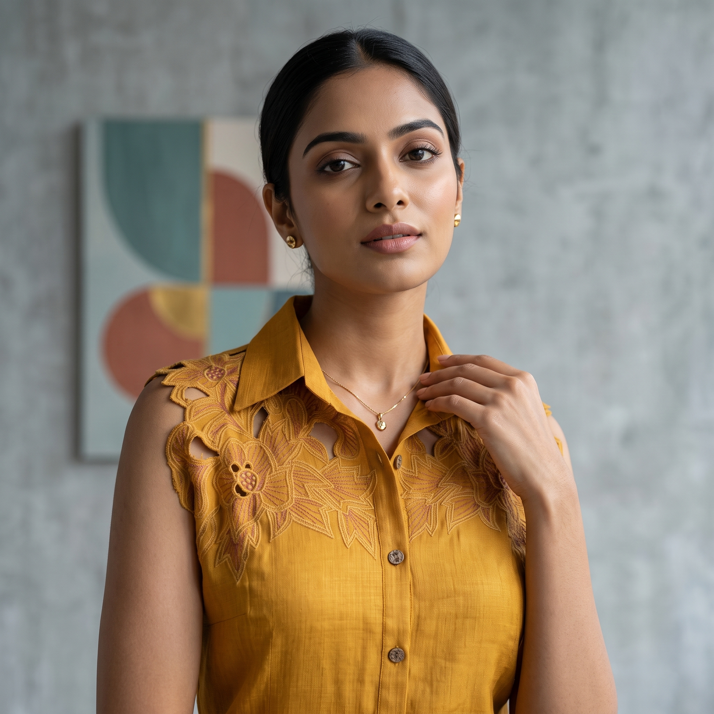 Meher Mustard Cutwork Co-ord Set