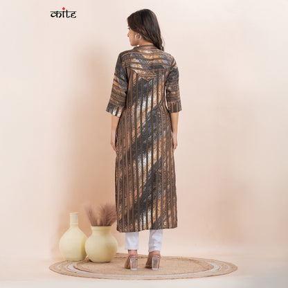 Rayon Digital Print Straight Kurti with Side Slits