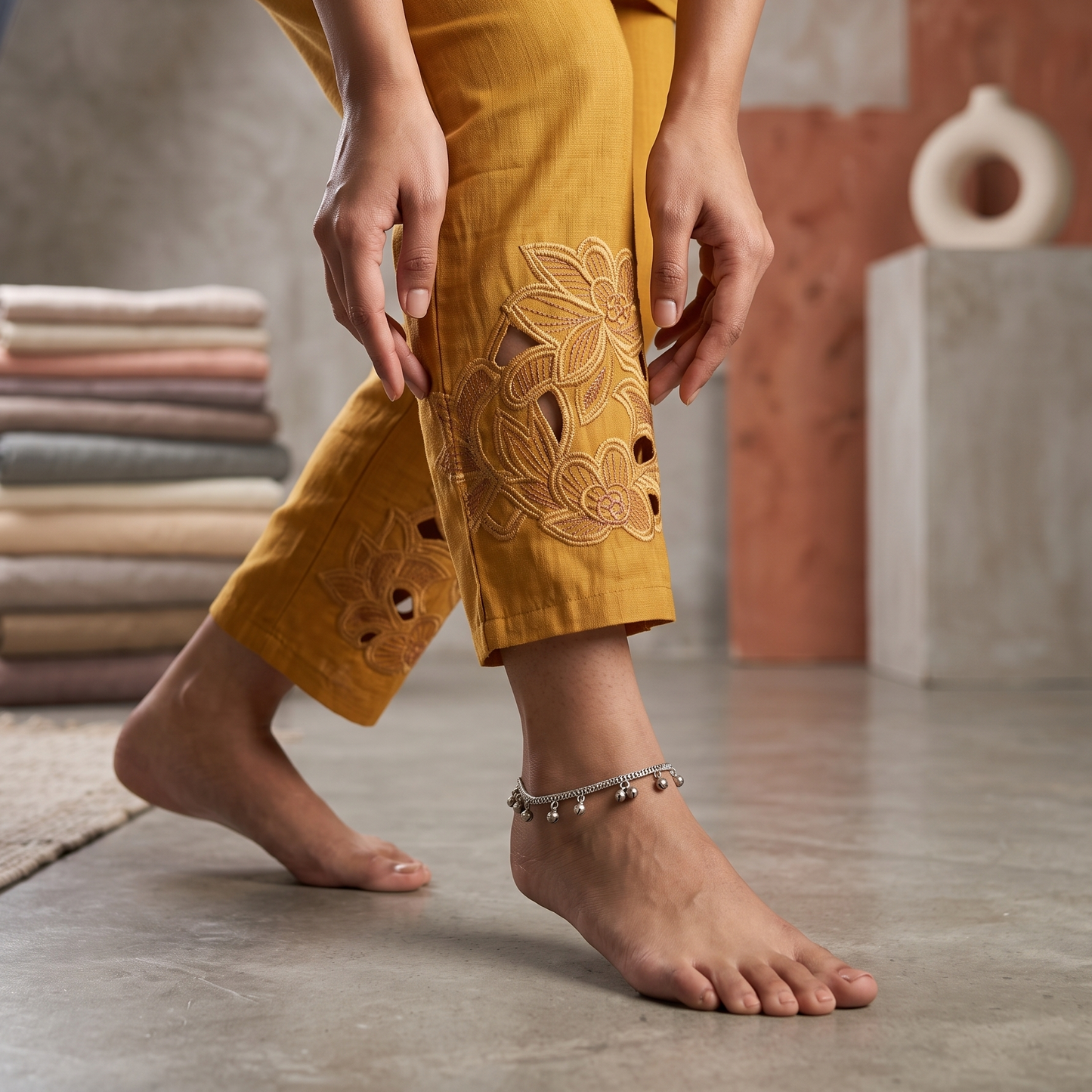 Meher Mustard Cutwork Co-ord Set