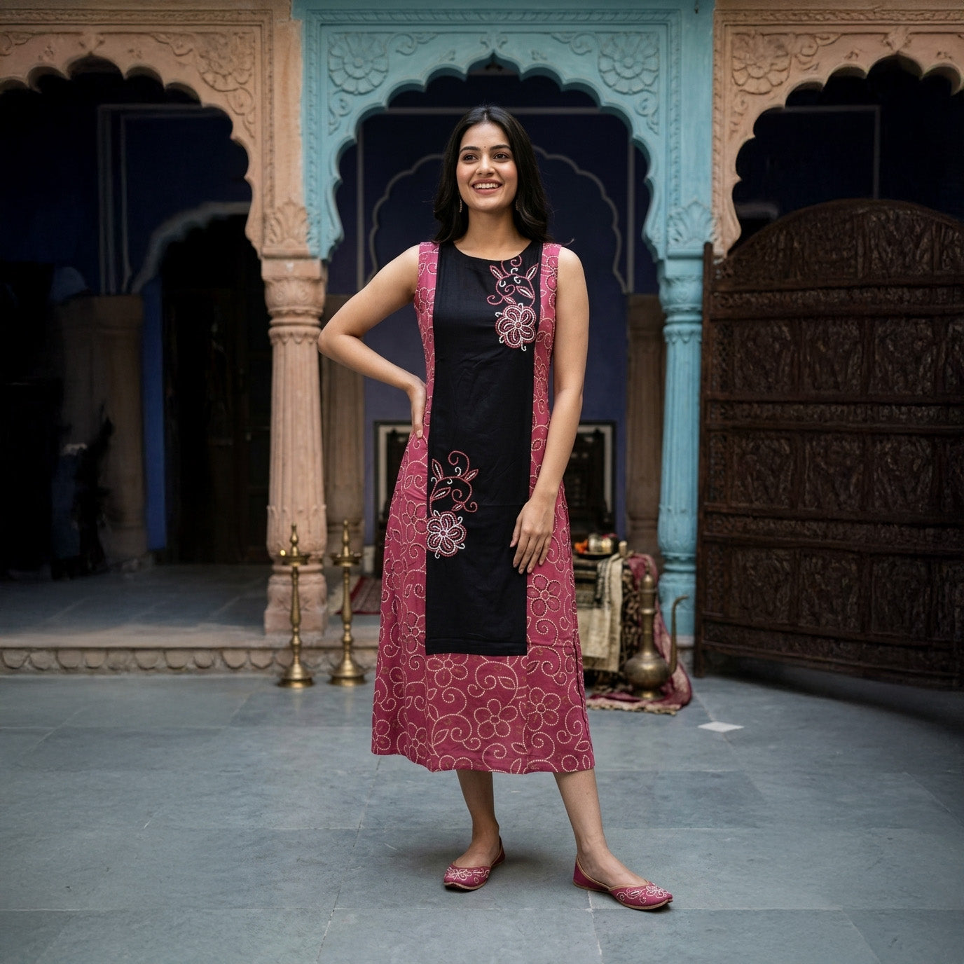 Midi Kurti Buta Embroidery