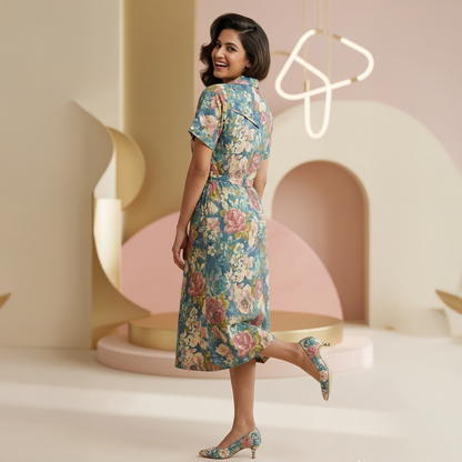 Rosalind Muslin Double-Collar Midi Frock