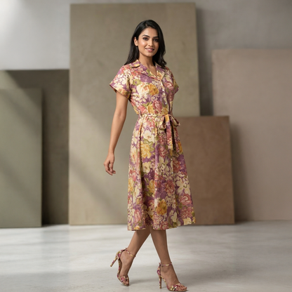 Rosalind Muslin Double-Collar Midi Frock