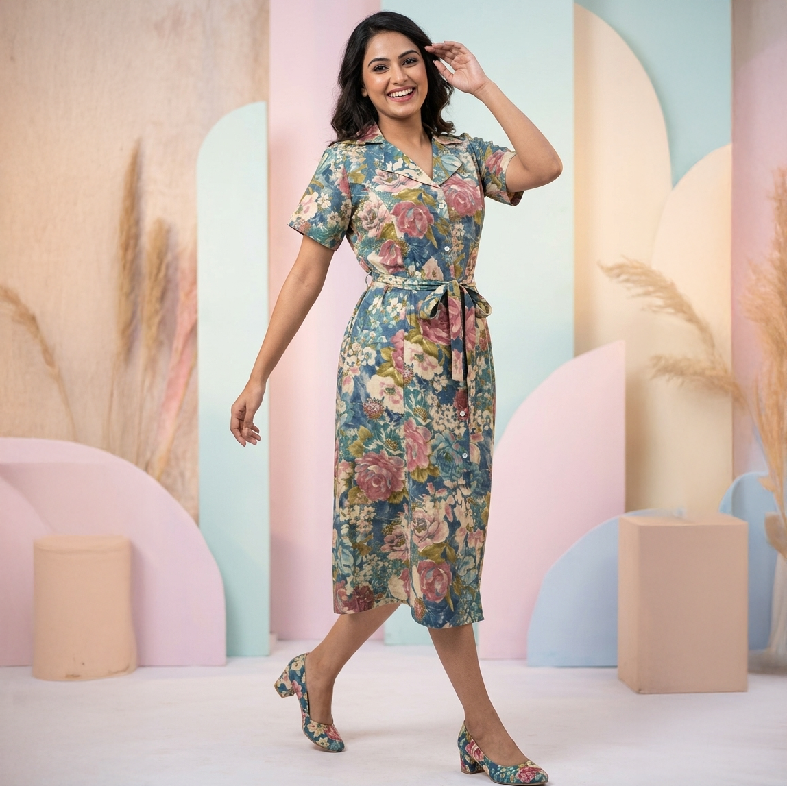 Rosalind Muslin Double-Collar Midi Frock