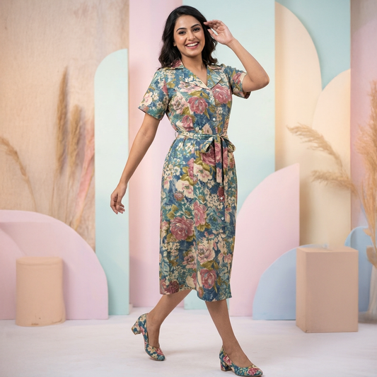 Rosalind Muslin Double-Collar Midi Frock