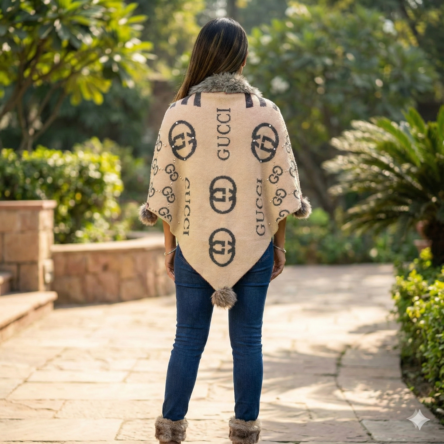 Premium Faux Fur Winter shawls with hook for Women