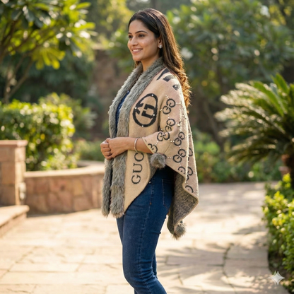 Premium Faux Fur Winter shawls with hook for Women