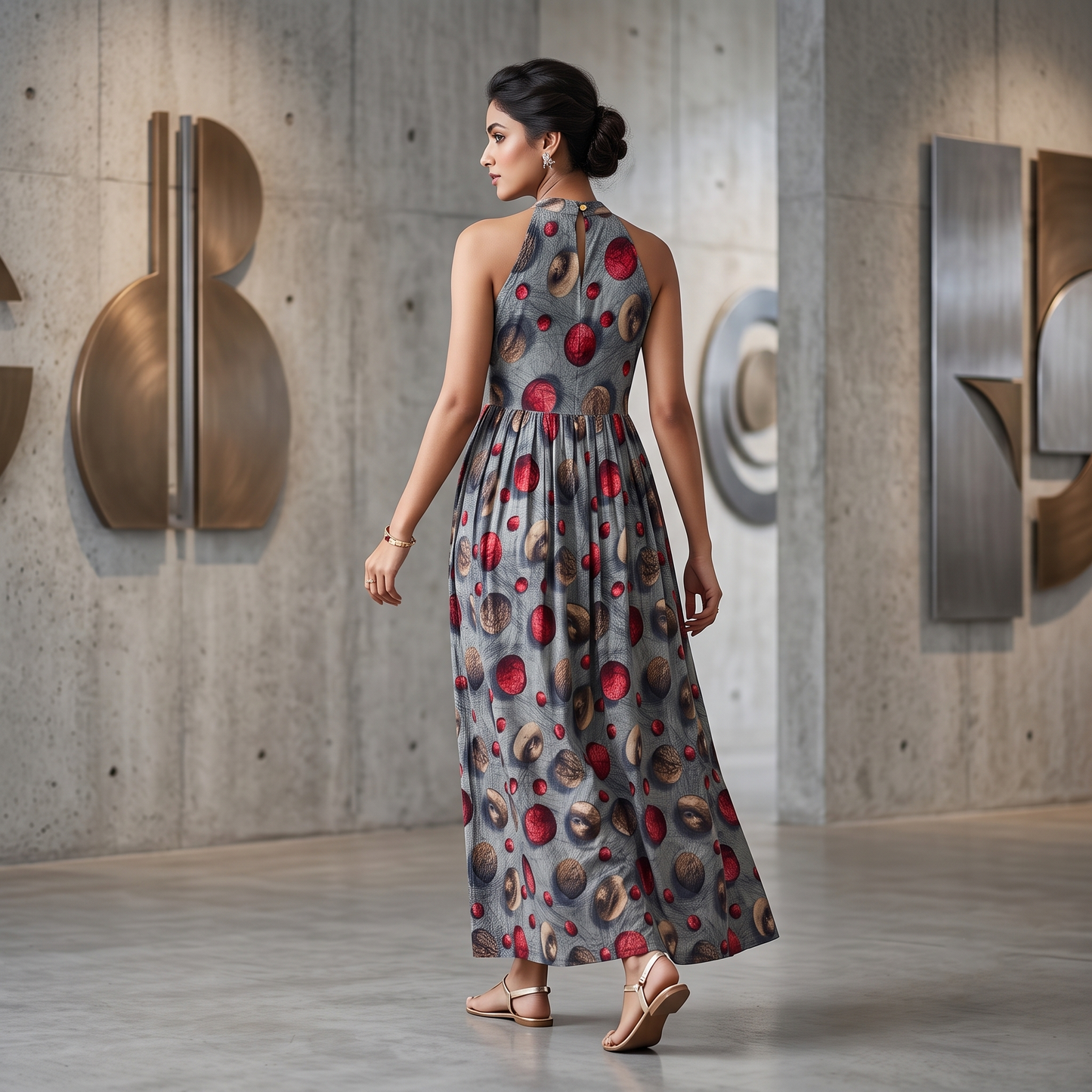 Celestial Orb Halter Maxi Dress