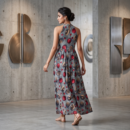Celestial Orb Halter Maxi Dress