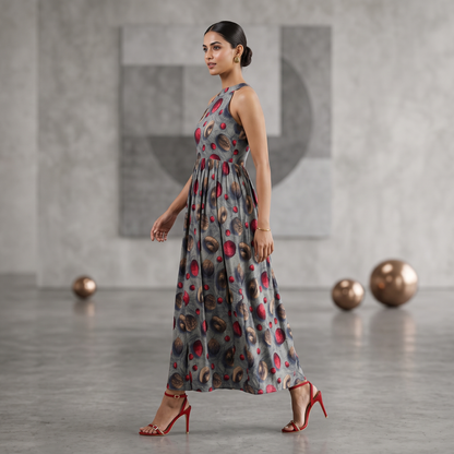 Celestial Orb Halter Maxi Dress
