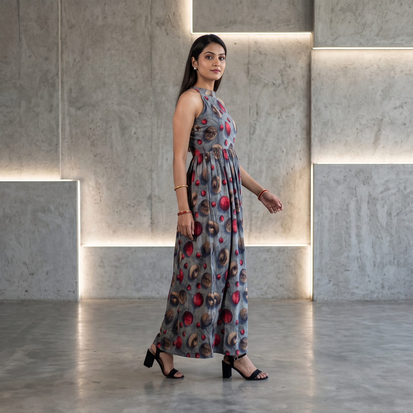 Celestial Orb Halter Maxi Dress