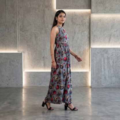 Celestial Orb Halter Maxi Dress