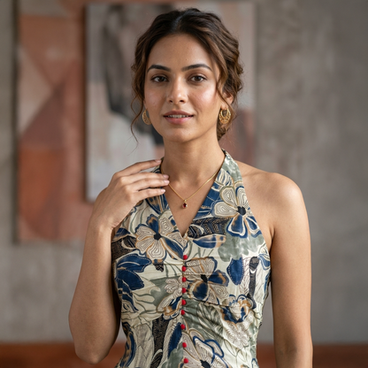 Meadow Bloom Halter Midi Dress
