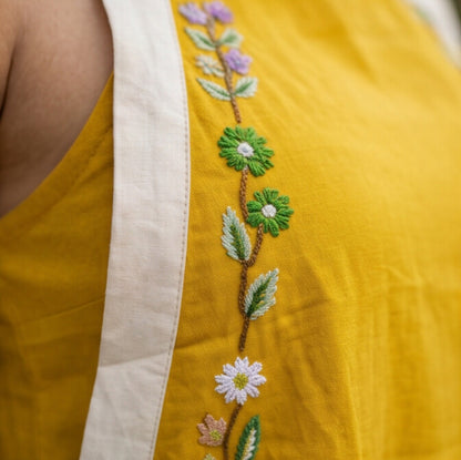 Marigold Bloom Tie-Strap Khadi Dress